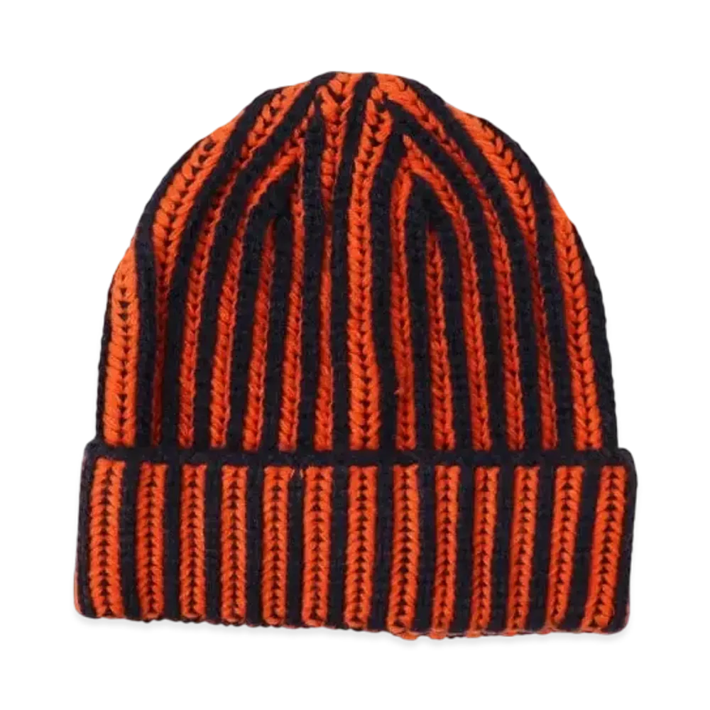 BEAMS 2-Tone Ribbed Watch Cap "Orange"