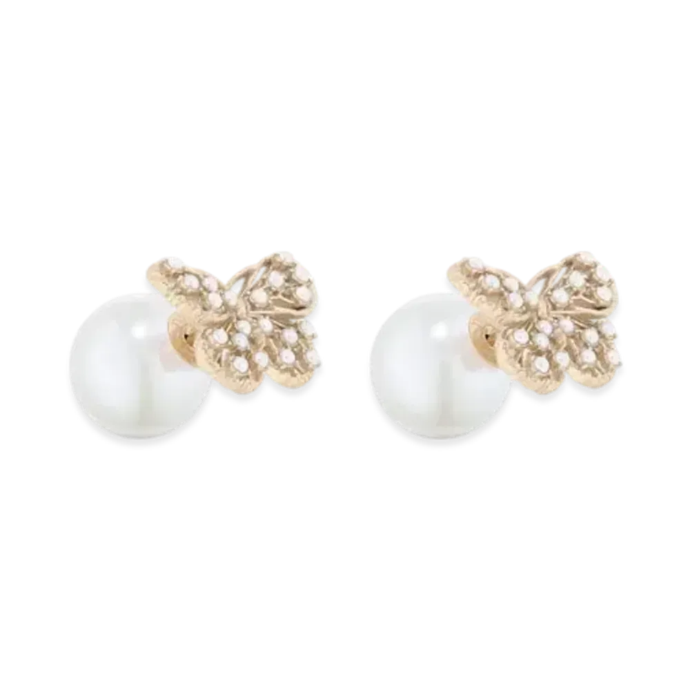 Dior Tribales Earrings Matte and Resin Pearls "Matte Gold/White"