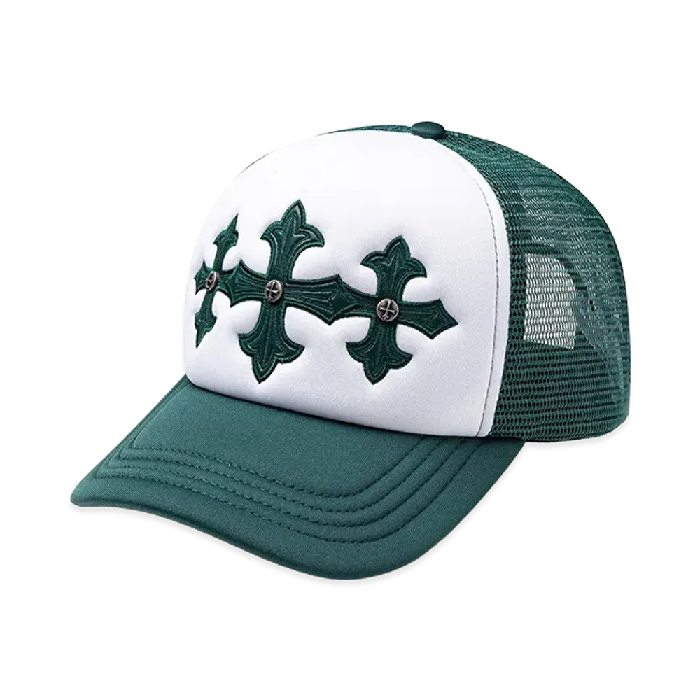 SUPPLIER Cross Leather Patch Mesh Cap "Green"
