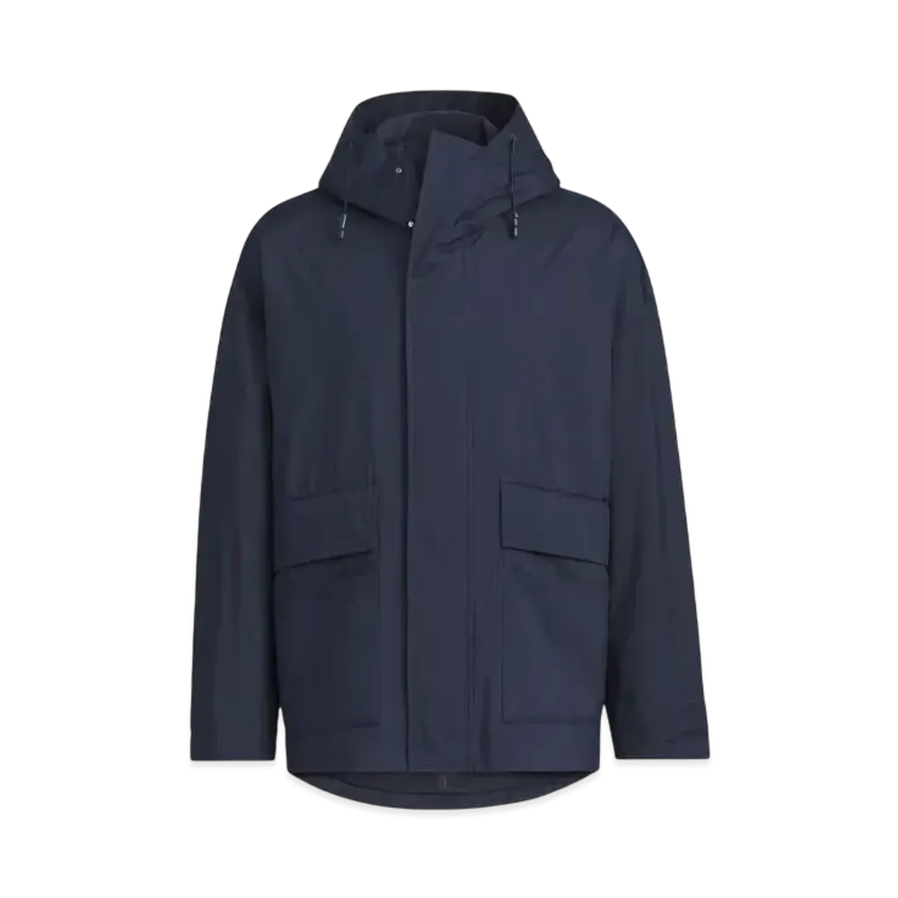 adidas Must Have Small Logo Loose Fit Fleece Lined Woven Hooded Jacket "Legend Ink"