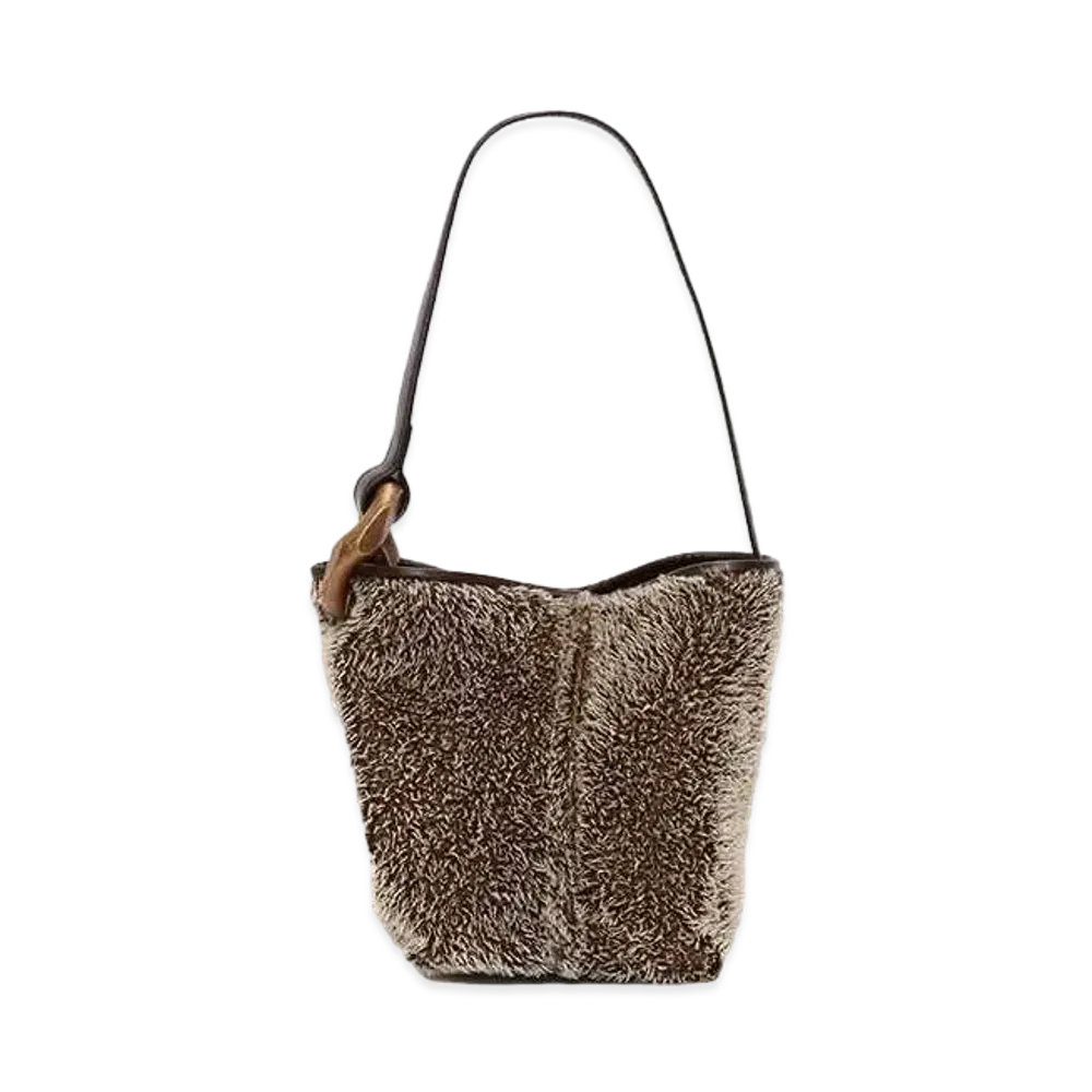 JW ANDERSON SmallCorner Bucket Mohair Bag "Gray"