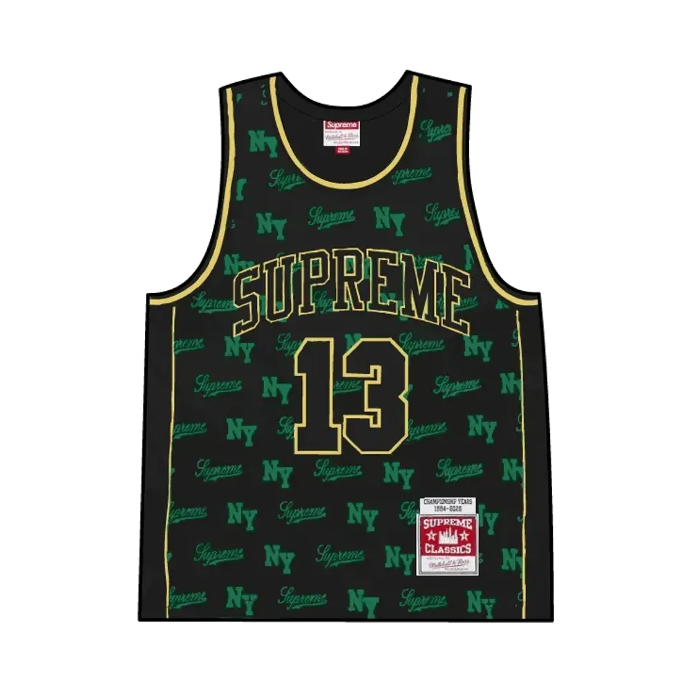 Supreme x Mitchell & Ness Monogram Basketball Jersey "Black"