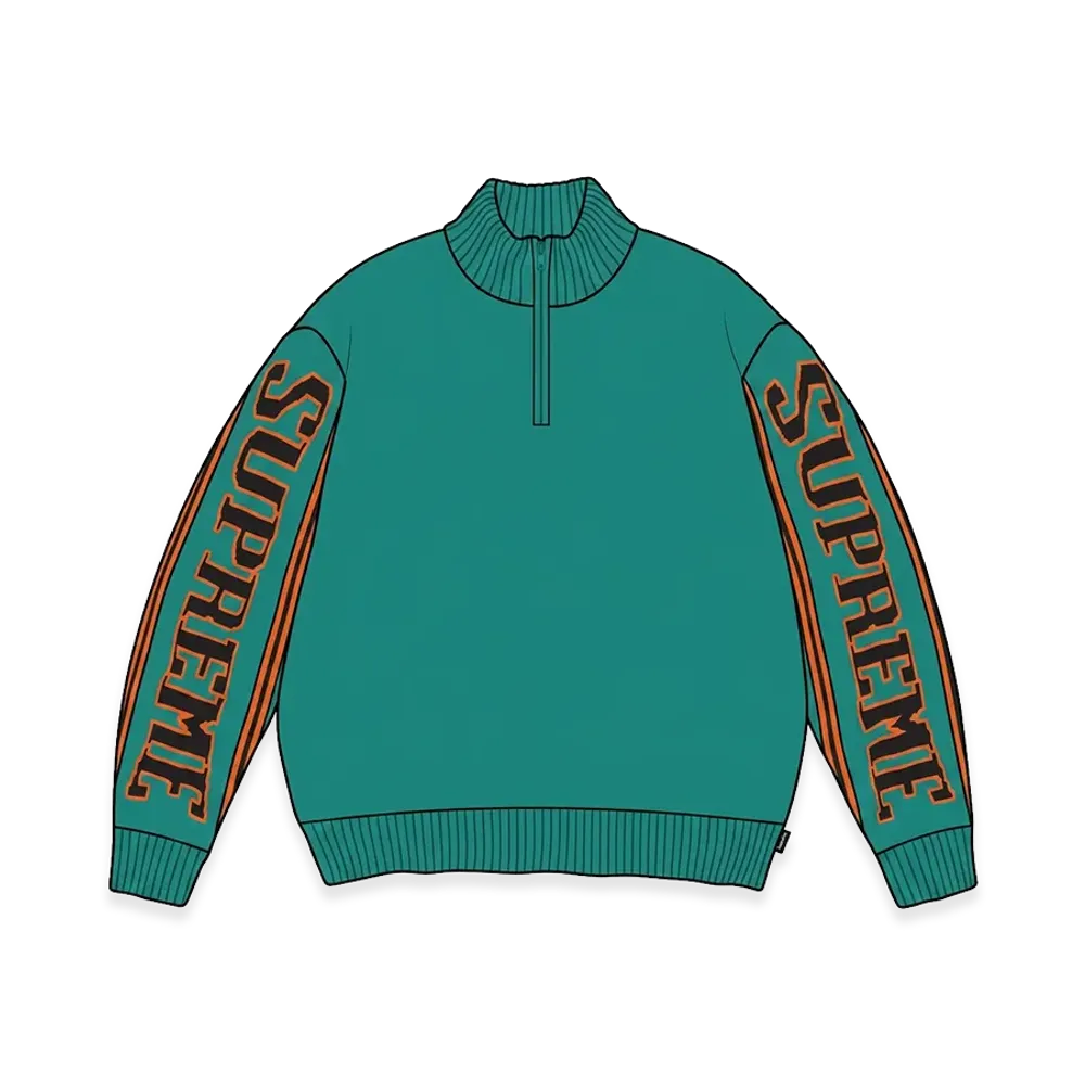 Supreme Jacquard Sleeve Half Zip Sweater "Teal"