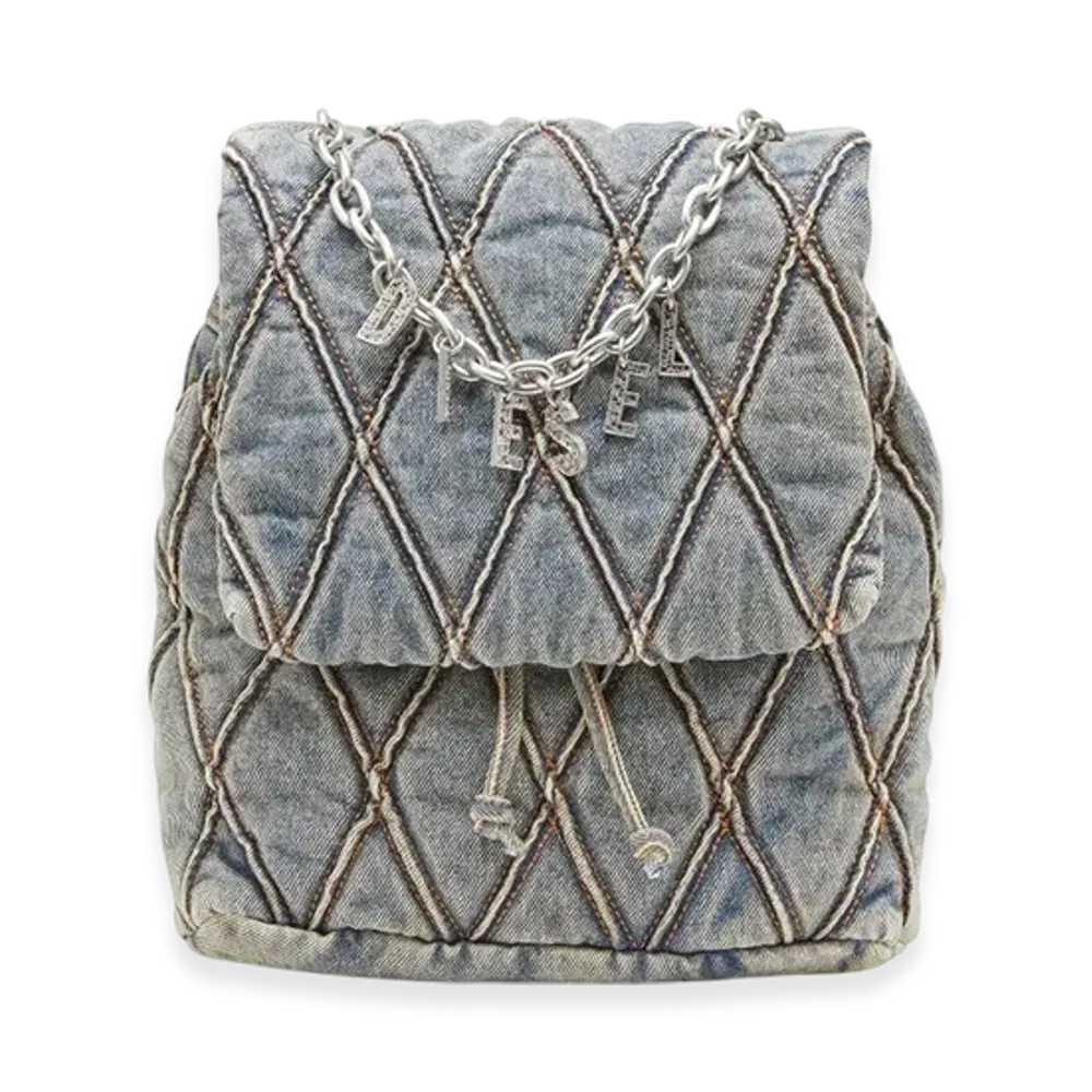 Diesel Charm-D Backpack S Charm-D S-Backpack In Argyle Quilted Denim "Blue"
