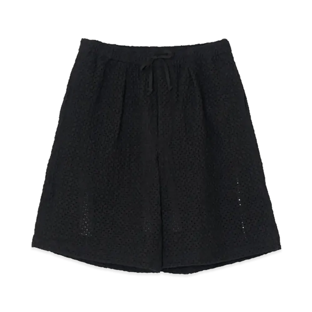 YOKE Embroidery Lyocell Ramie Lawn Easy Shorts "Black"