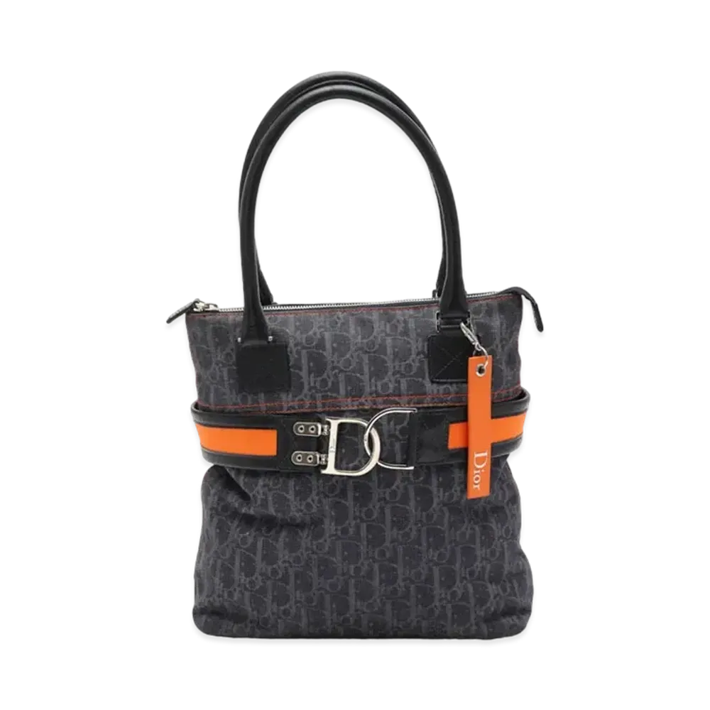 Dior Flight Line Tote Bag Canvas Leather "Navy/Black/Orange"