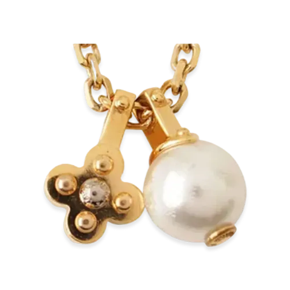Louis Vuitton Flower Charmie Pearl Necklace "Gold"