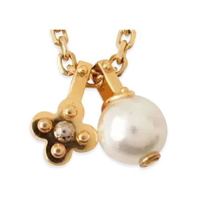Louis Vuitton Flower Charmie Pearl Necklace "Gold"