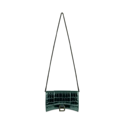 BALENCIAGA Hourglass Wallet With Chain "Green"