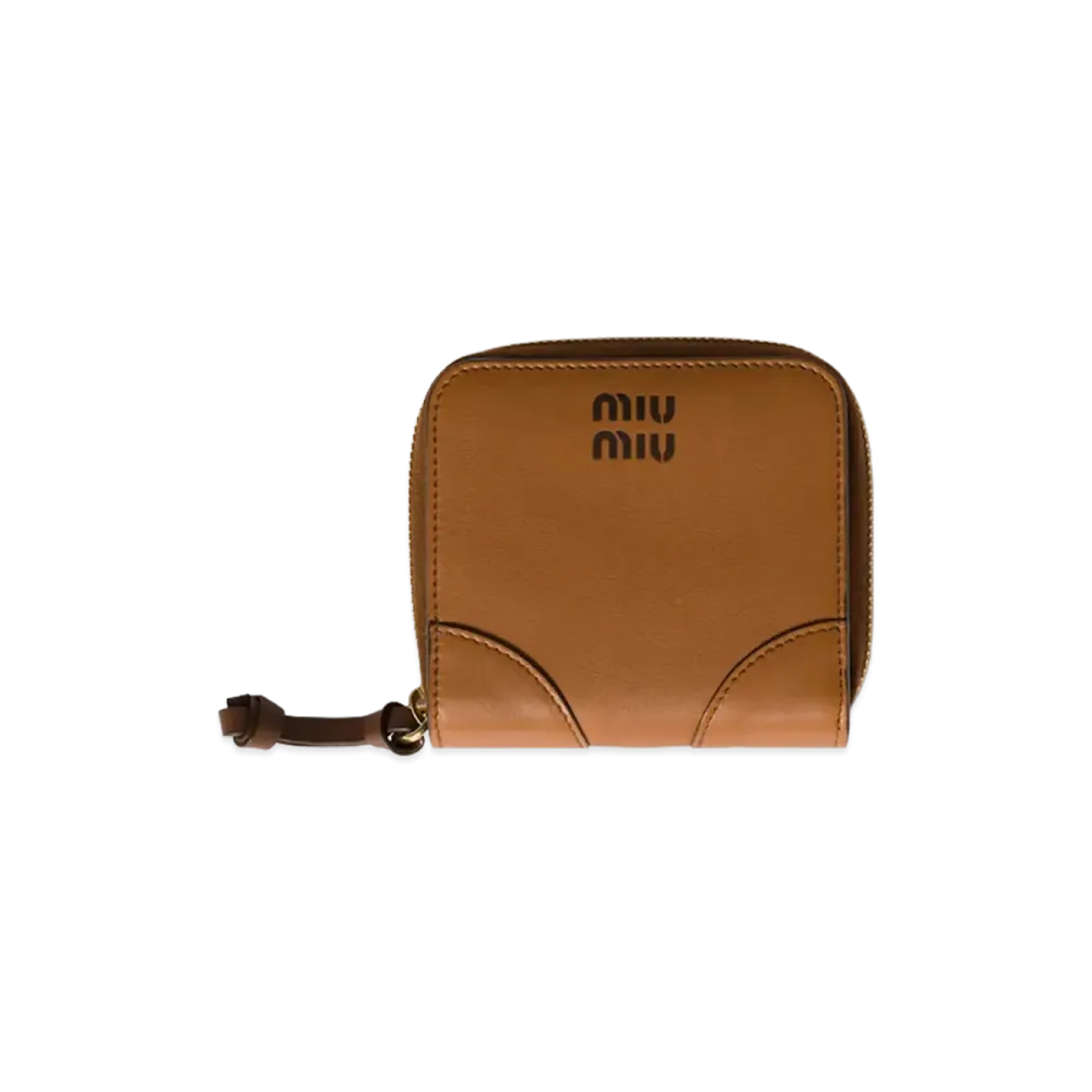 MIU MIU Small Leather Wallet "Cognac Brown/Palissander"