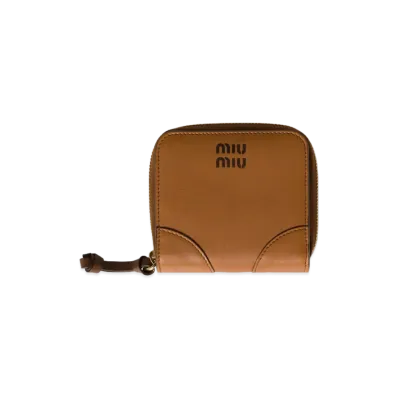 MIU MIU Small Leather Wallet "Cognac Brown/Palissander"