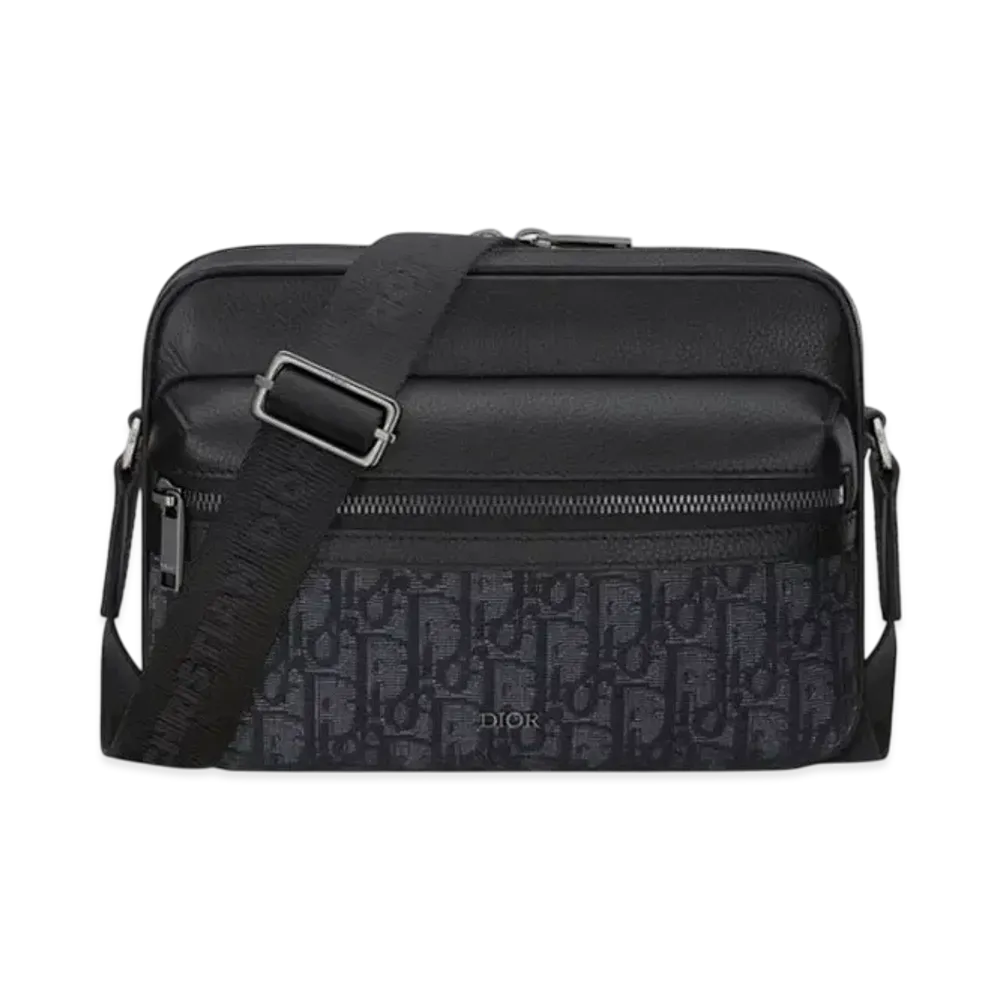 Dior Rider 2.0 Zipped Messenger Bag Dior Oblique Jacquard and Grained Calfskin "Black"