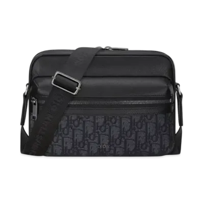 Dior Rider 2.0 Zipped Messenger Bag Dior Oblique Jacquard and Grained Calfskin "Black"