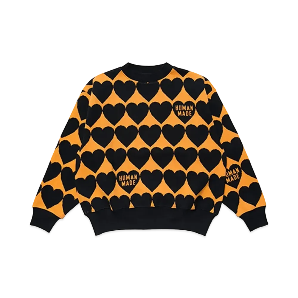 HUMAN MADE HEART CHECK KNIT "Orange"