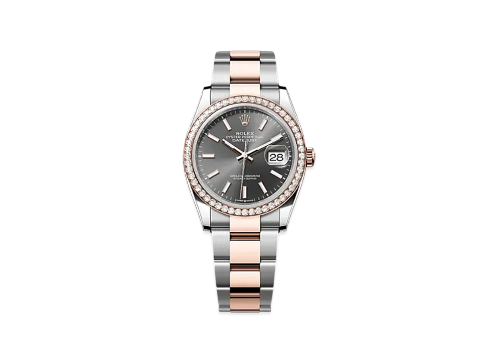ROLEX Datejust 36mm Oystersteel & Everose Gold Diamond 126281RBR "Slate"