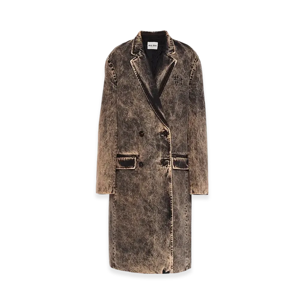 MIU MIU Women's Marbleized Denim Coat "Black"