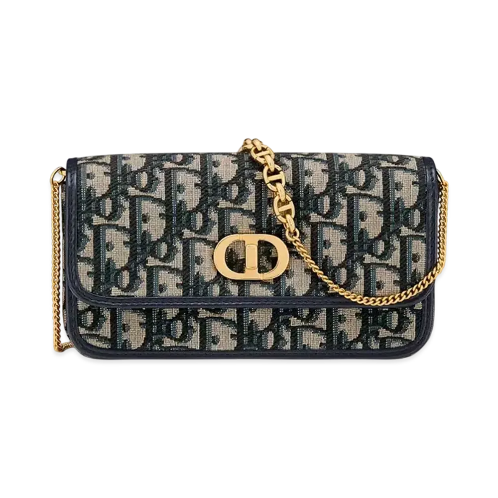 Dior Small Miss Caro Pouch with Chain Dior Oblique Jacquard "Blue"