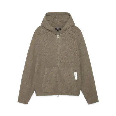 Stussy Chunky Sweater Zip Hood "Fossil"