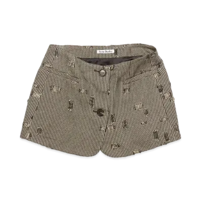 Acne Studios Distressed Houndstooth Skirt "Gray/Beige"