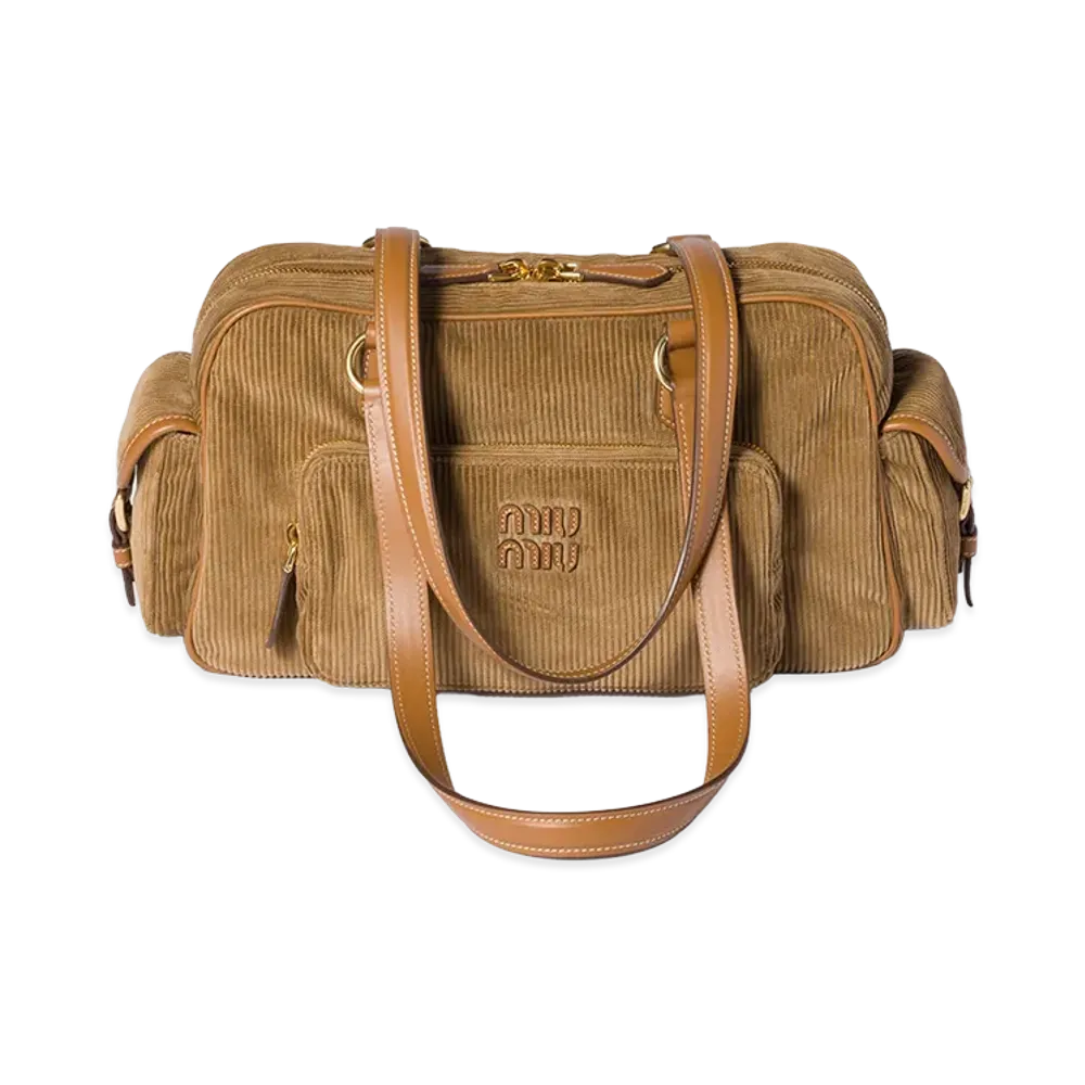 MIU MIU Corduroy Pocket Top Handle Bag "Cinnamon"