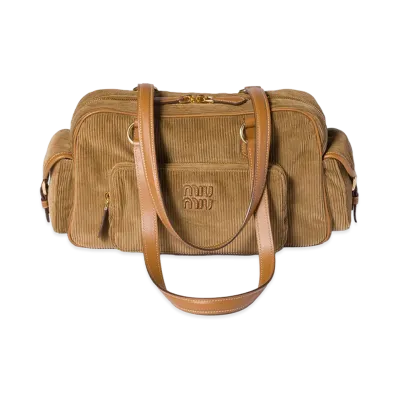 MIU MIU Corduroy Pocket Top Handle Bag "Cinnamon"