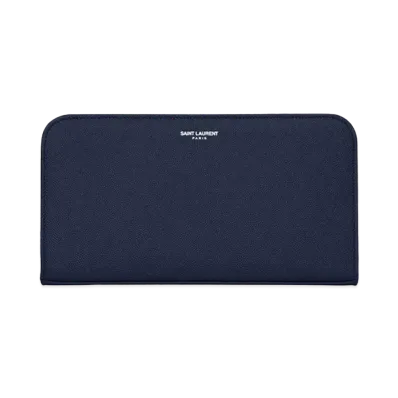 Saint Laurent Classic Full Zip Wallet "Navy"