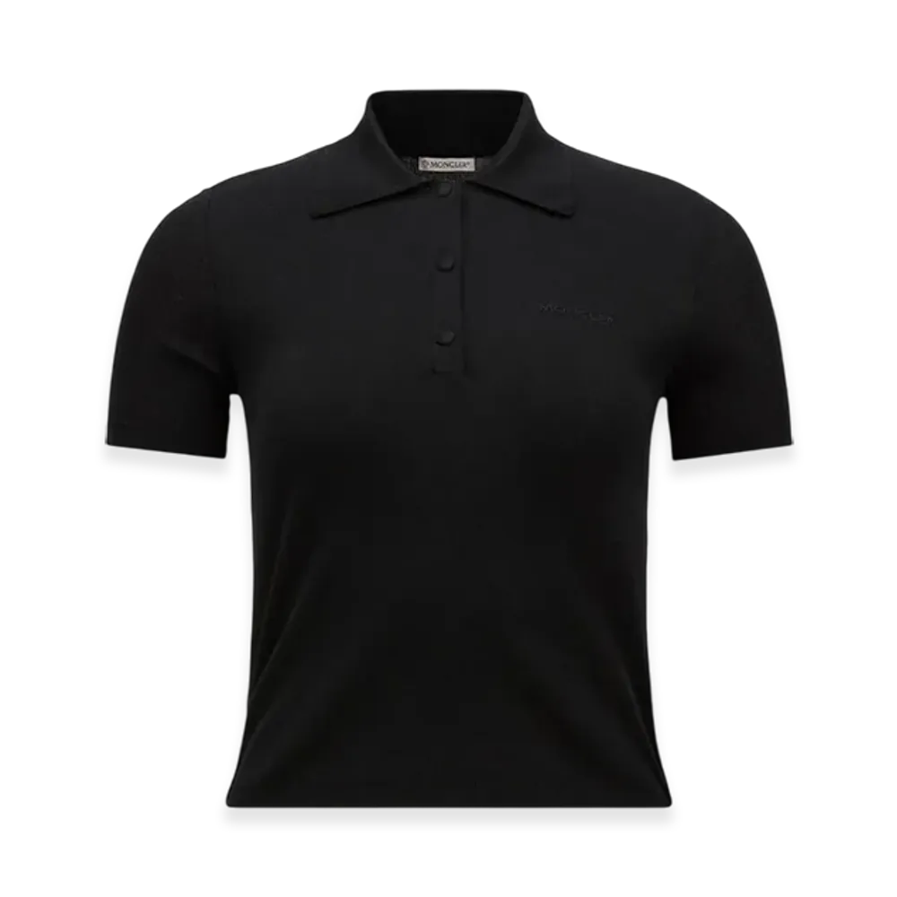 MONCLER Embroidered Logo Cotton Polo Shirt "Black"