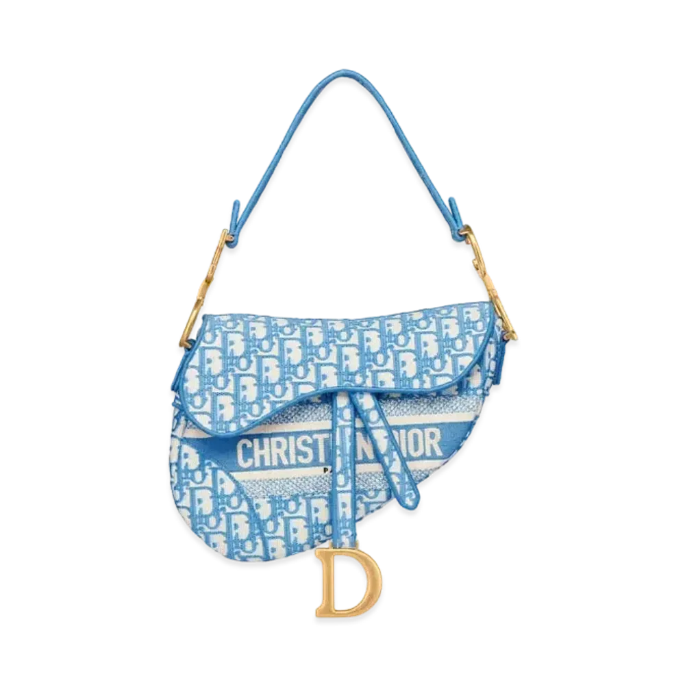 Dior Saddle Bag Dior Oblique Embroidery "Blue"