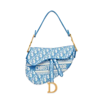 Dior Saddle Bag Dior Oblique Embroidery "Blue"