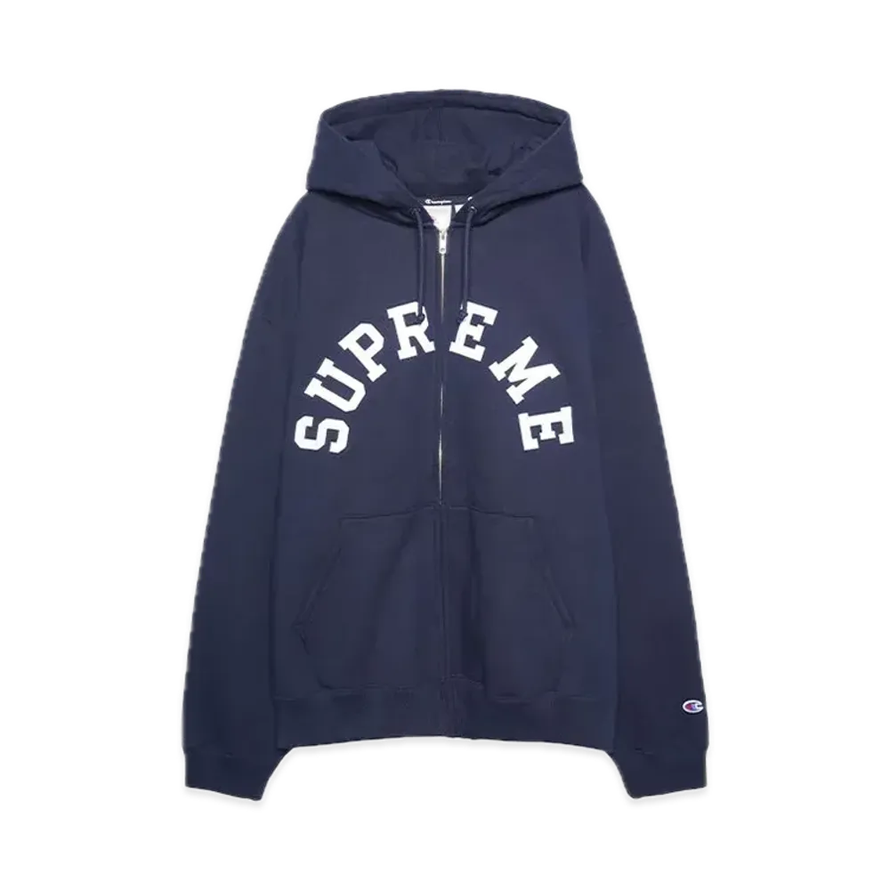 Supreme x Champion Zip Up Hooded Sweatshirt "Navy"