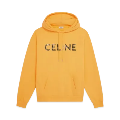 CELINE Loose Hoodie In Cotton Fleece With Studs "Mimosa/Black"