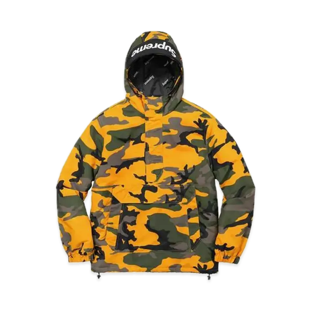 Supreme Hooded Logo Half Zip Pullover "Yellow Camo"