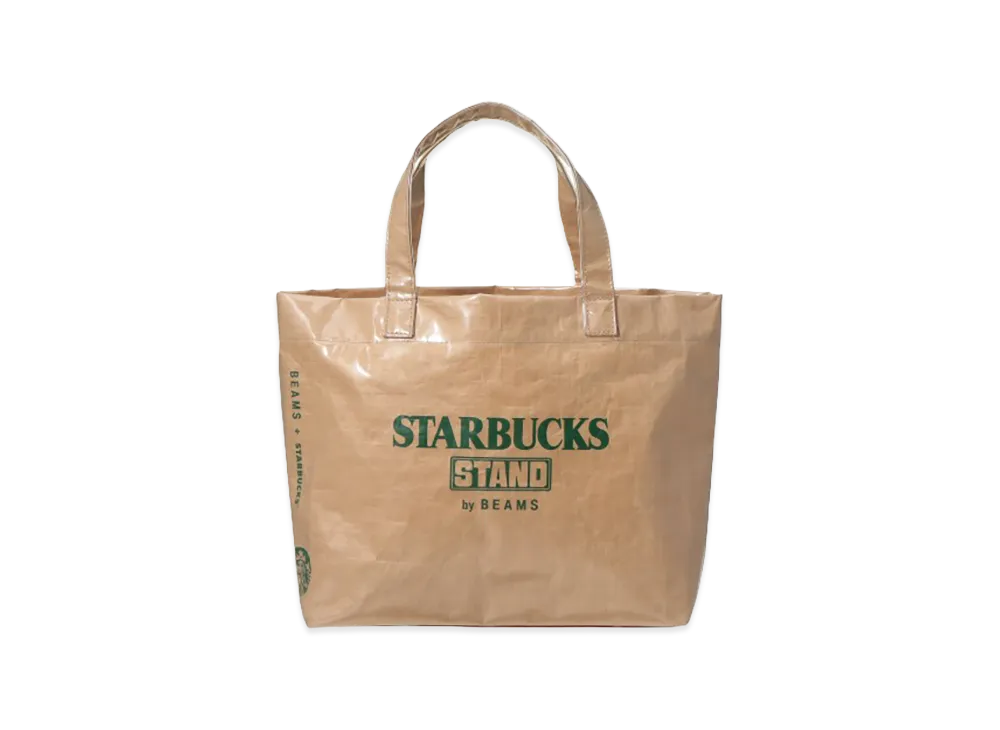 STARBUCKS STAND x BEAMS Logo PVC Shopper Tote S "Beige"