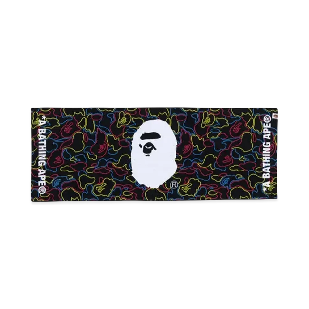 A BATHING APE Neon Camo Sports Towel "Black"
