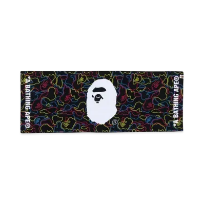 A BATHING APE Neon Camo Sports Towel "Black"