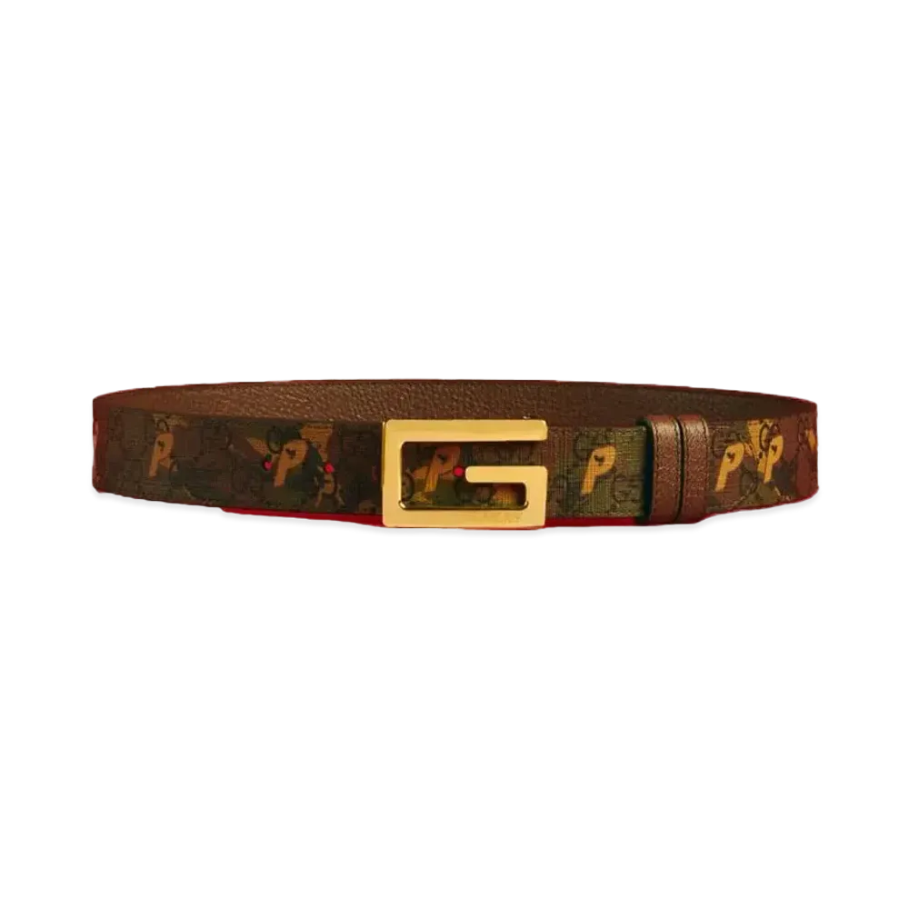 PALACE GUCCI GG-P Supreme Reversible Belt With G Square Buckle "Camouflage / Brown"