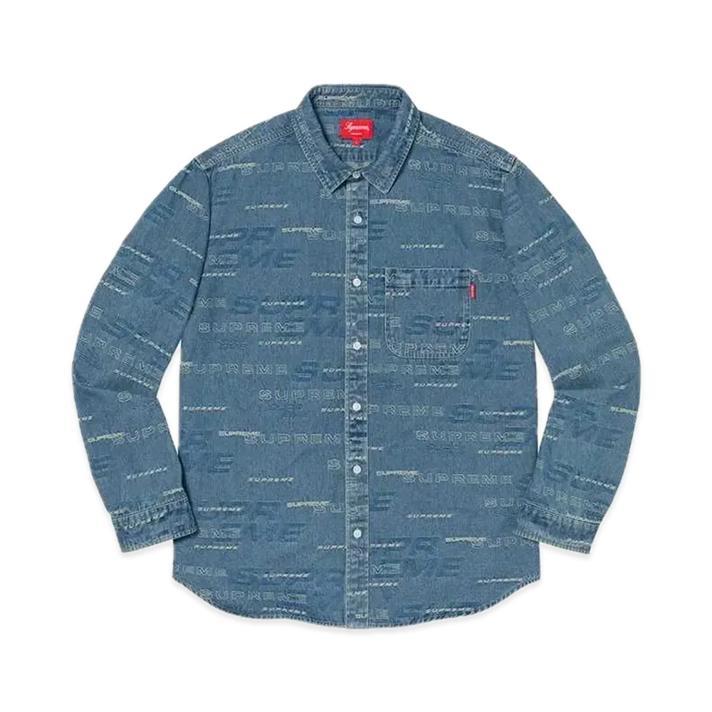 Supreme Dimensions Logo Denim Shirt "Blue"