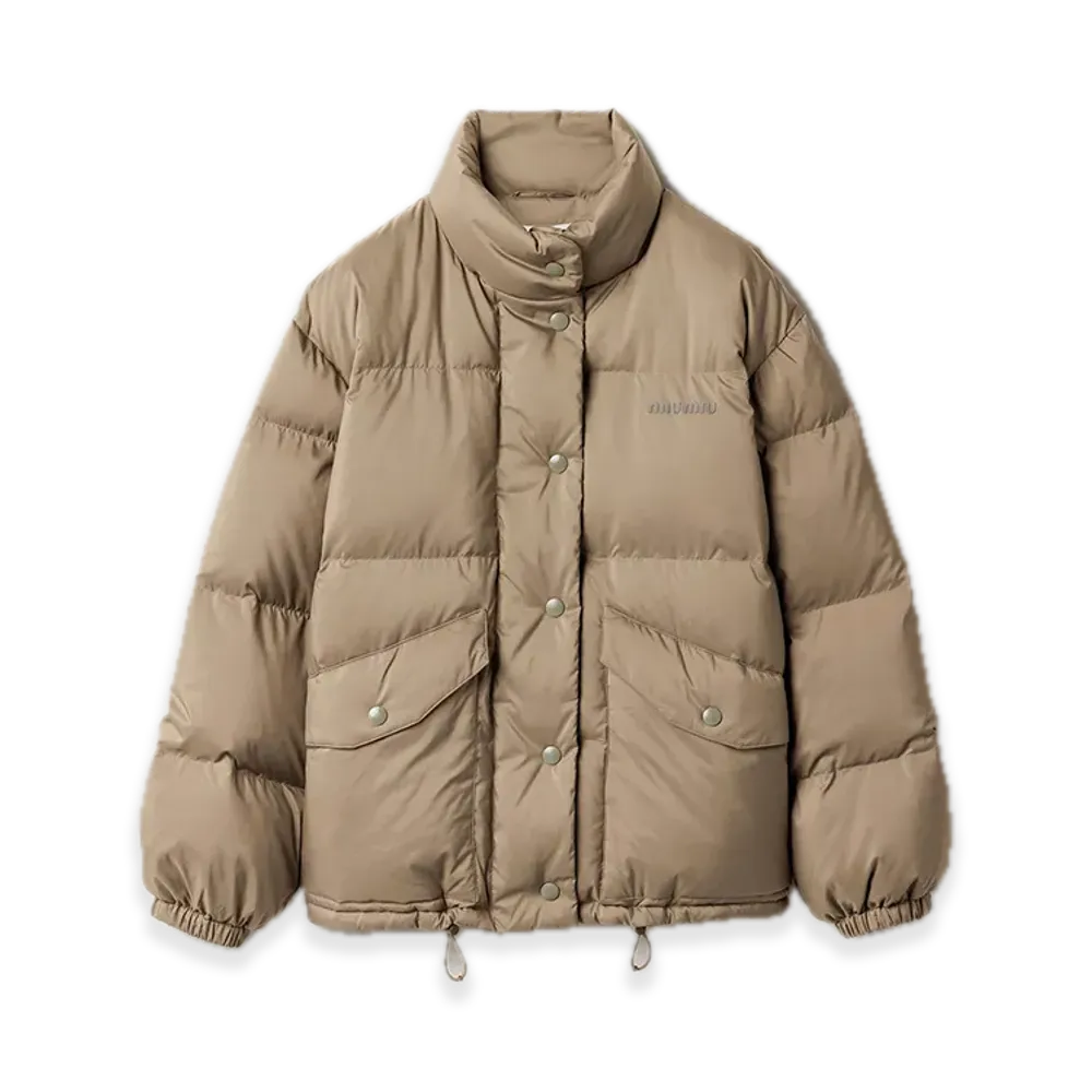 MIU MIU Medium-Weight Technical Pongee Down Jacket "Steel Gray"