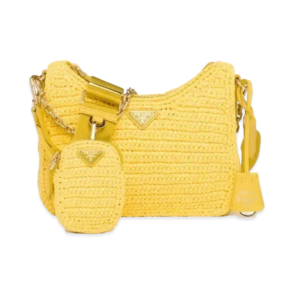 PRADA Re-Edition 2005 Raffia Bag "Yellow"