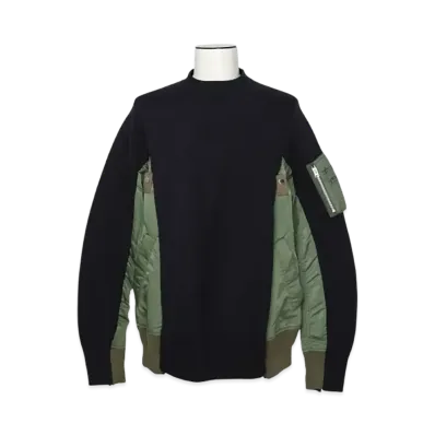 sacai Sponge Sweat x Nylon Twill Pullover "Navy/Khaki"