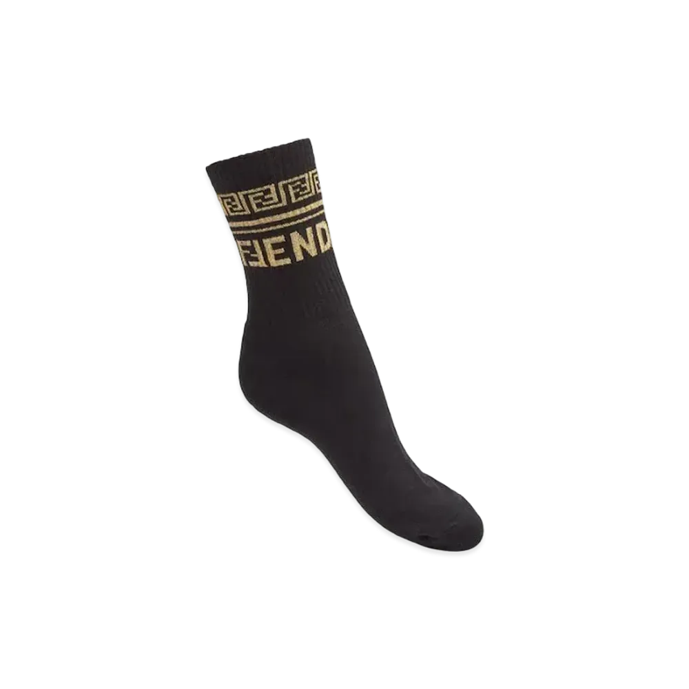 FENDI x Versace Fendace Logo Black Cotton Socks "Black"