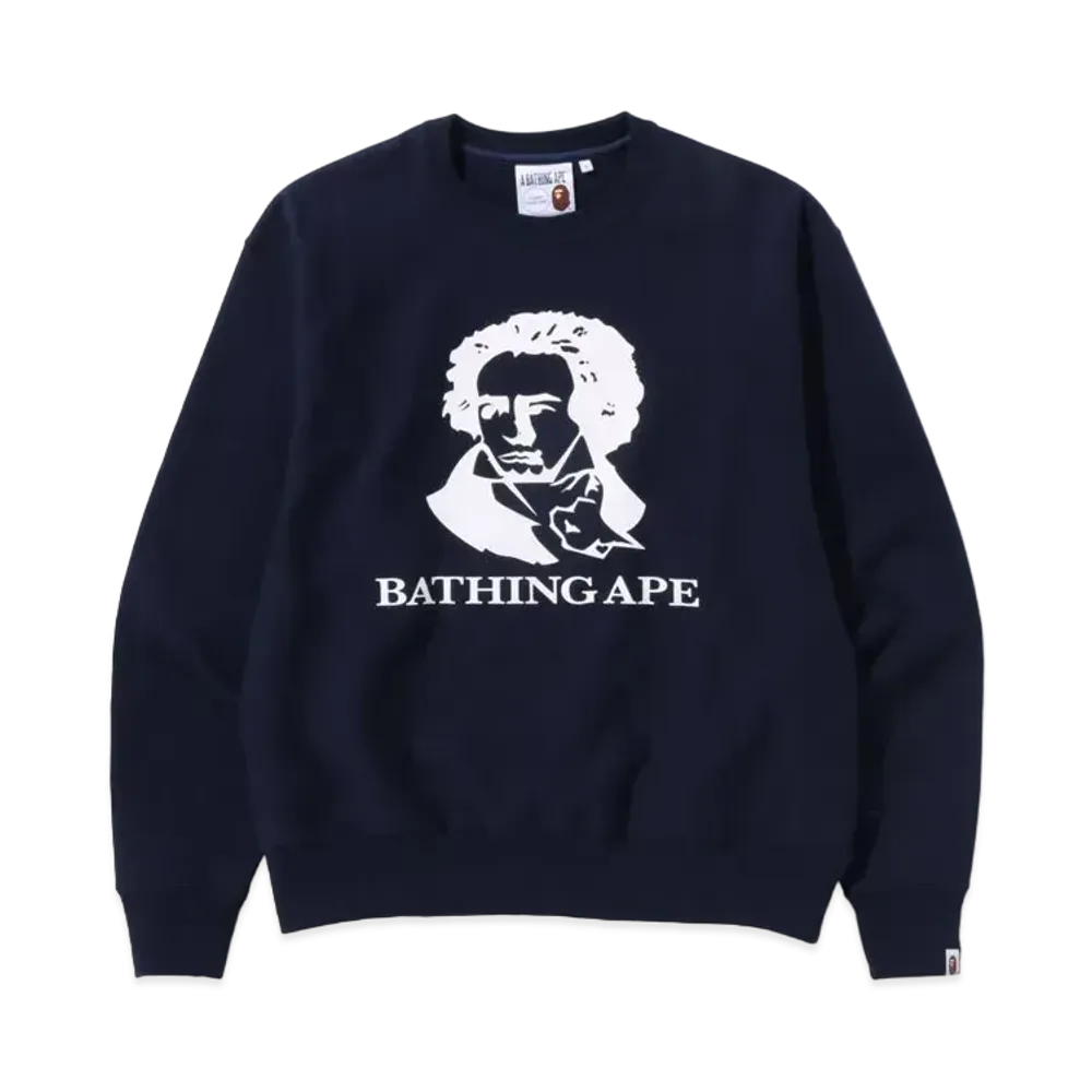 A BATHING APE CLASSIC BATHING APE RELAXED FIT CREWNECK "Navy"