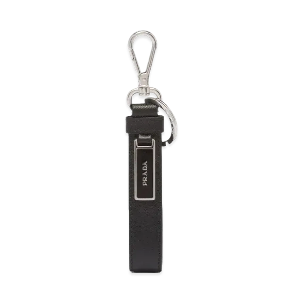 PRADA Saffiano Leather Keychain" Black"