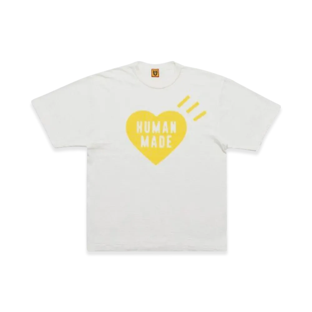HUMAN MADE Heart T-Shirt White Yellow Shinsaibashi Parco Store Exclusive "White/Yellow"