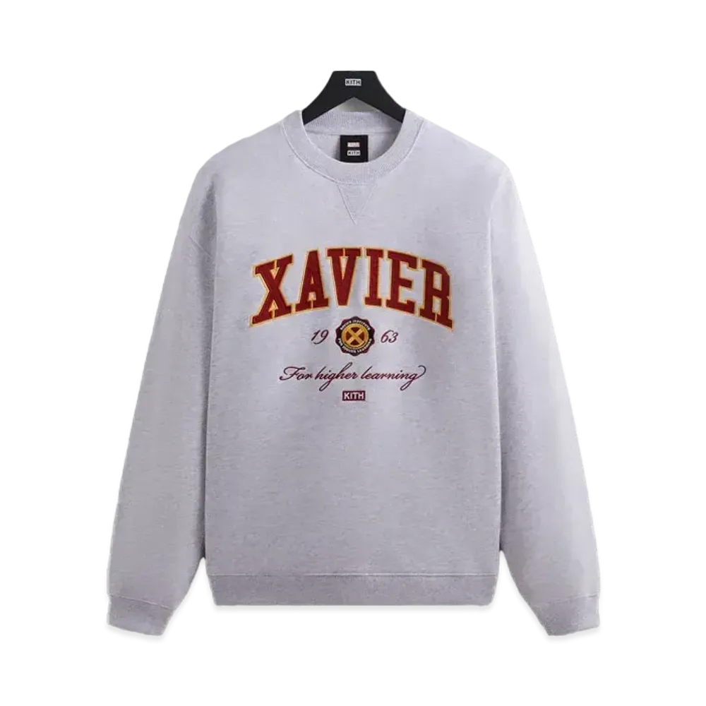 Kith x Marvel X-Men Xavier Institute Varsity Crewneck "Light Heather Grey"