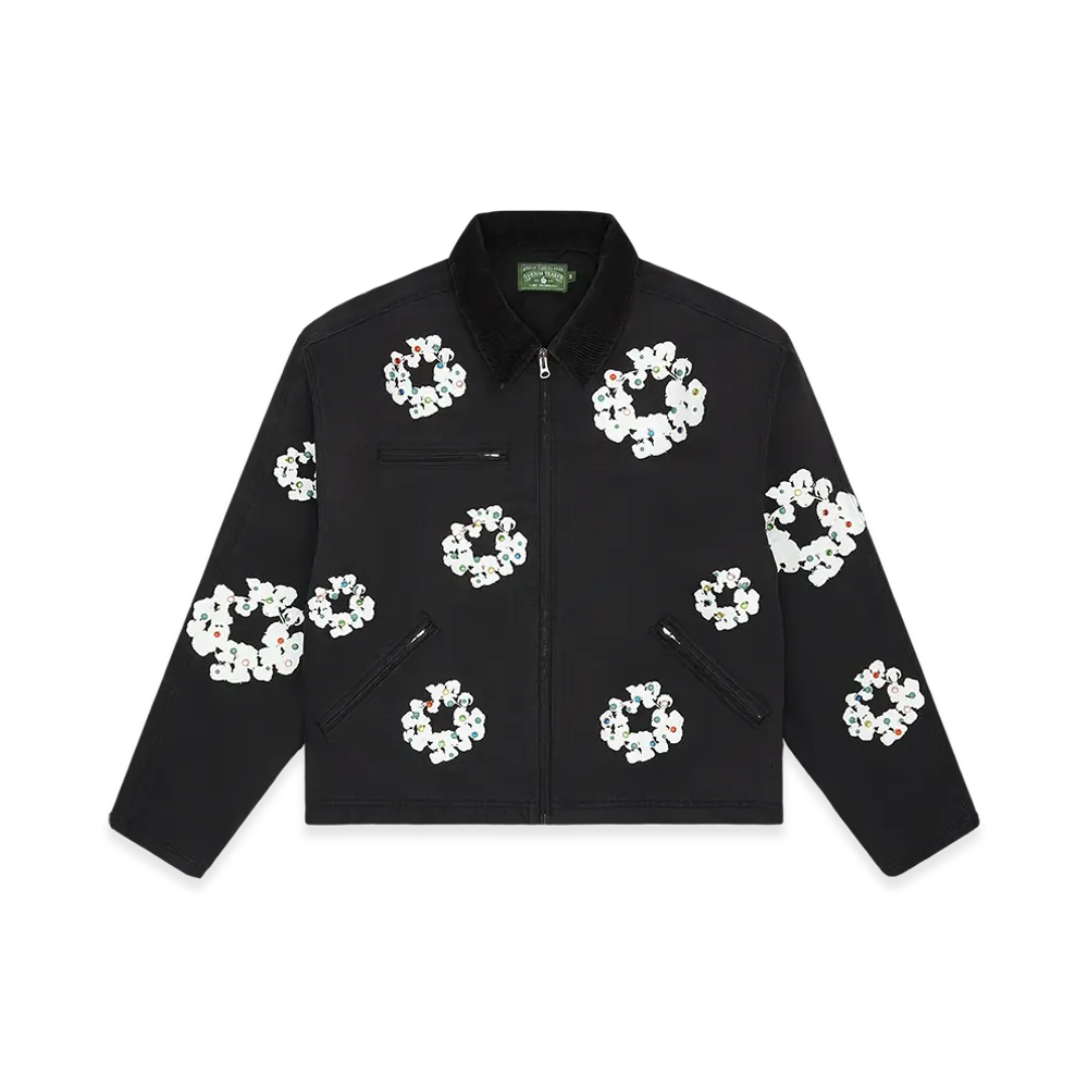 DENIM TEARS Cotton Wreath Canvas Work Jacket "Black"