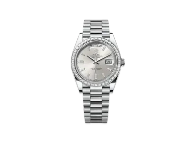 ROLEX Day-Date 40mm Platinum Diamond 228396TBR "Silver"