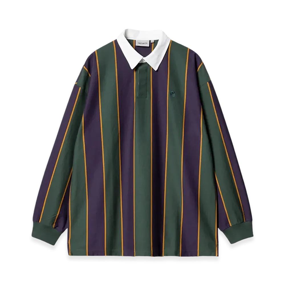 Carhartt WIP Ruben Stripe Rugby Shirt "Discovery Green/Cassis"