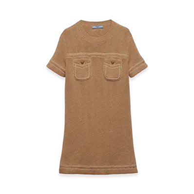PRADA Women's Cotton Crew Neck Dress "Albino White"