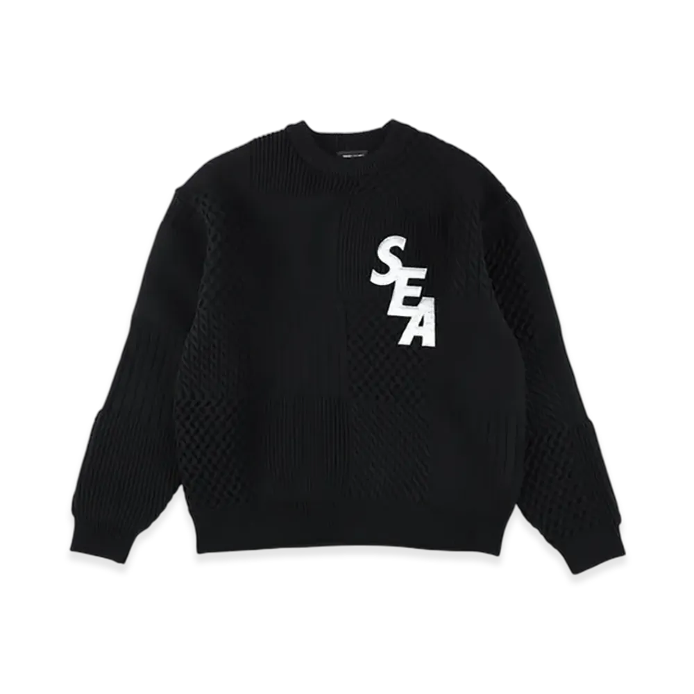 WIND AND SEA Patchwork Knit Sweater "Black"